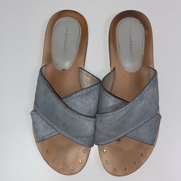Zara | Criss Cross Sandals W/ Cow Hair 6.5